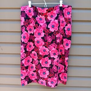 Worthington 20W Fuchsia Pink Floral Print Skirt